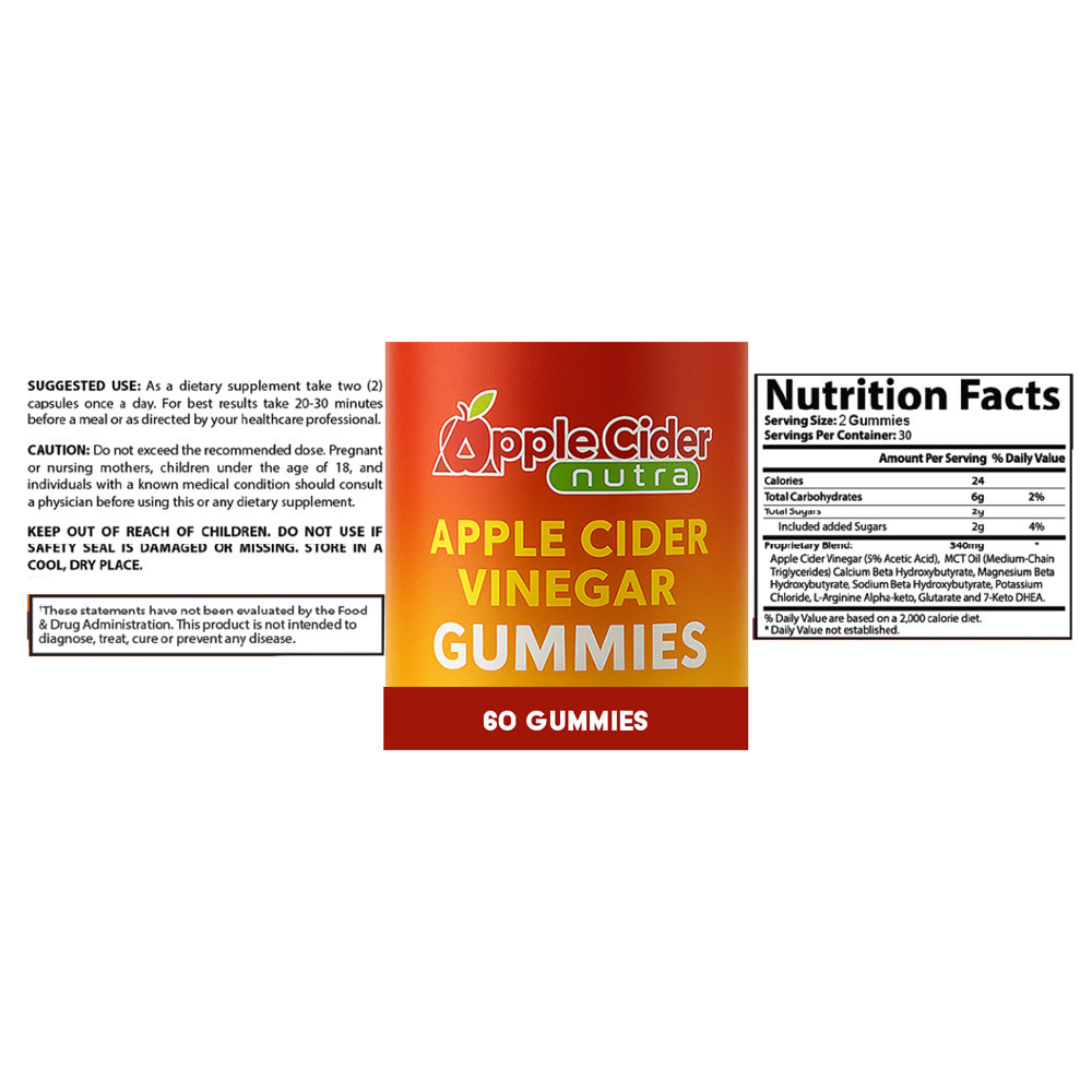 Apple Cider Vinegar Gummy  (2 bottle 60 gummies)